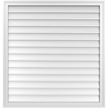 Ekena Millwork Vertical Surface Mount PVC Gable Vnt: Non-Functional, w/2"W x 1-1/2"H, Brickmould Frame, 40"W x 42"H GVPVE40X4202SN